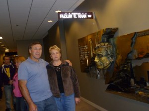 Khan Sculpture and Fazlur R. Khan Way sign