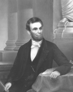 Edward Dalton Marchant painting of 1863 of President Abraham Lincoln having signed the Proclamation of Emancipation